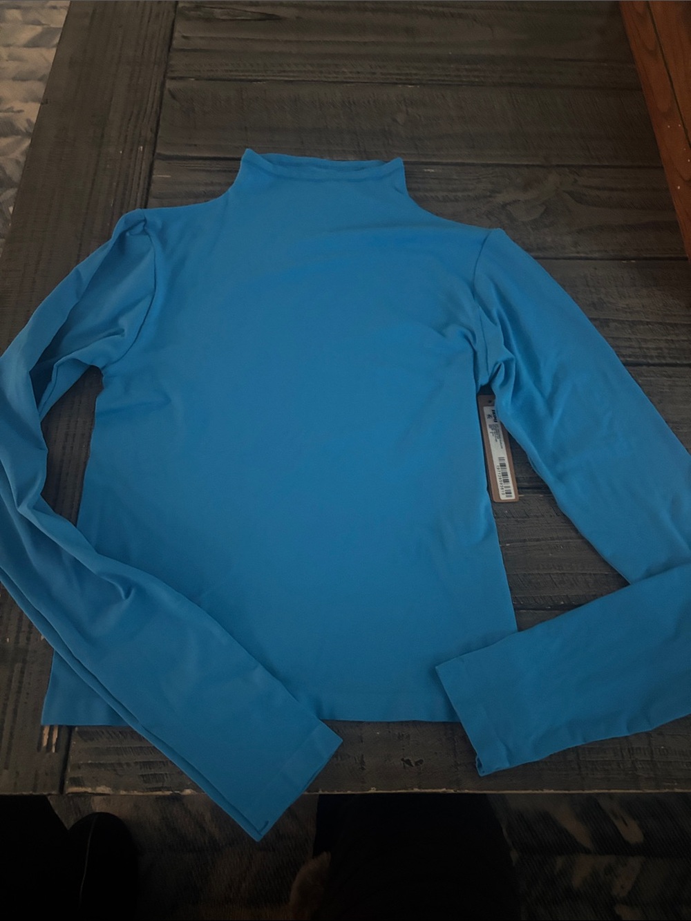 SKIMS Soft Smoothing Seamless Turtleneck Top in Turquoise Blue